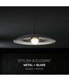 G9 Designer Pendelleuchte - Schwarz/weiß, Metall und Glas, Ø45cm, höhenverstellbar bis 1,5m, ohne Leuchtmittel
