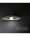 Designer Pendelleuchte - Ø60cm, G9 Fassung, schwarz/weiß Metall und Glas, ohne Leuchtmittel