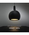 E27 Designer Pendelleuchte, Ø28cm - Schwarz, Metall und Keramik, ohne Leuchtmittel, max. 60W