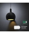 E27 Designer Pendelleuchte, Ø28cm - Schwarz, Metall und Keramik, ohne Leuchtmittel, max. 60W