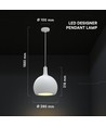 E27 Designer Pendelleuchte, Ø28cm - Keramik und Metall, weiß, ohne Leuchtmittel