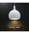E27 Designer Pendelleuchte, Ø28cm - Keramik und Metall, weiß, ohne Leuchtmittel