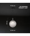 E27 Designer Pendelaufhängung - D100*H25mm, mattschwarz, ohne Leuchtmittel
