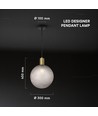 E27 Designer Pendelaufhängung - Ø10cm, Messing gebürstet und Rauchglas, ohne Leuchtmittel