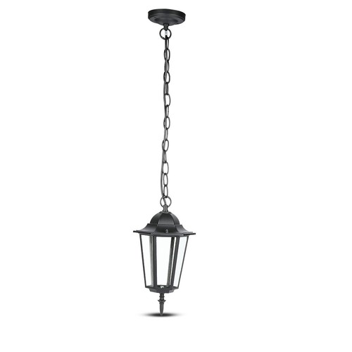 E27 Deckenleuchte, Mattschwarz - IP44, Aluminium und Glas, max 60W, 17x17x84cm, ohne Leuchtmittel