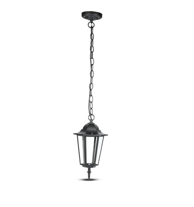 E27 Deckenleuchte, Mattschwarz - IP44, Aluminium und Glas, max 60W, 17x17x84cm, ohne Leuchtmittel