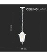E27 Hänge-Gartenlampe im Retro-Design, Weiß - IP44 Außen, Aluminium, ohne Leuchtmittel