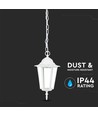 E27 Hänge-Gartenlampe im Retro-Design, Weiß - IP44 Außen, Aluminium, ohne Leuchtmittel