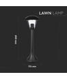 E27 Gartenlampe, 60cm - Schwarz, IP44, Aluminium, für Garten und Wege, ohne Leuchtmittel