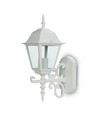 E27 Außenwandleuchte, Weiß - Laterne, aufwärts, IP44, Aluminium und Glas