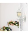 E27 Außenwandleuchte, Weiß - Laterne, aufwärts, IP44, Aluminium und Glas