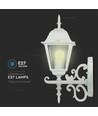 E27 Außenwandleuchte, Weiß - Laterne, aufwärts, IP44, Aluminium und Glas
