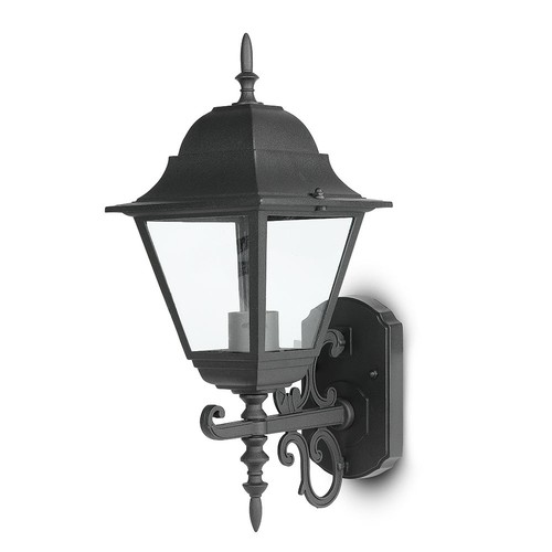 E27 Wandleuchte, Mattschwarz - Aluminium und Glas, 245x445x185mm, ohne Leuchtmittel