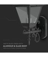 E27 Wandleuchte, Mattschwarz - Aluminium und Glas, 245x445x185mm, ohne Leuchtmittel