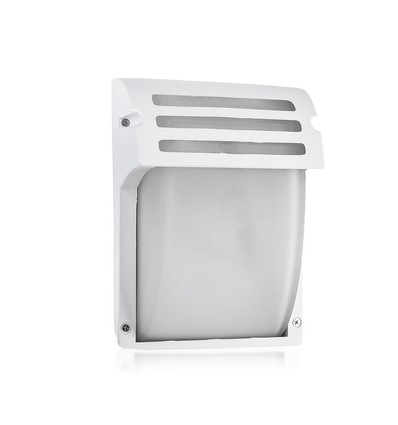 E27 Wandleuchte - Mattweiß, IP44, Aluminium und Glas, ohne Leuchtmittel