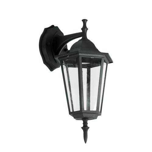 E27 Außenwandleuchte - Schwarz, Aluminium und Glas, klassische Laterne, ohne Leuchtmittel