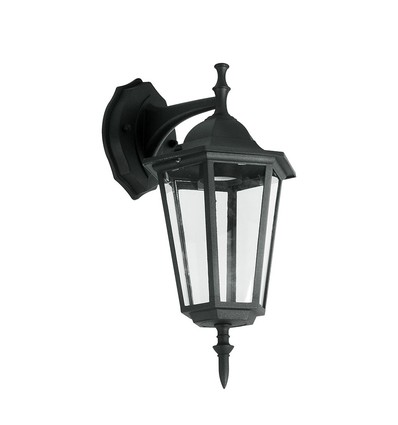 E27 Außenwandleuchte - Schwarz, Aluminium und Glas, klassische Laterne, ohne Leuchtmittel