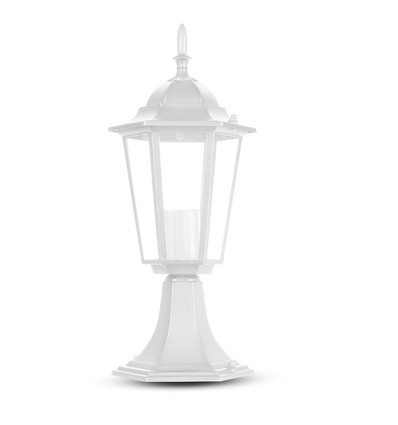 40cm weiße Gartenlampe, E27 - Mattweiß, IP44, Aluminium, ohne Leuchtmittel