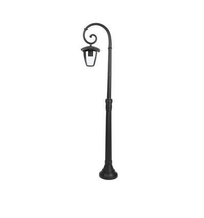 E27 Gartenleuchte auf Mast - Schwarz, IP44 Außen, Aluminium, Höhe: 136,5 cm, ohne Leuchtmittel