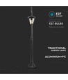 E27 Gartenleuchte auf Mast - Schwarz, IP44 Außen, Aluminium, Höhe: 136,5 cm, ohne Leuchtmittel