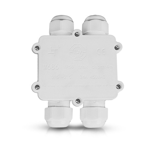 Wasserdichte 4-Wege Verteilerdose, IP68 - Weiß, 4-Pin, 24A, 450V, UV-beständig, 0,5-4mm²