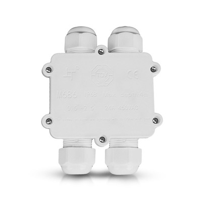 Wasserdichte 4-Wege Verteilerdose, IP68 - Weiß, 4-Pin, 24A, 450V, UV-beständig, 0,5-4mm²