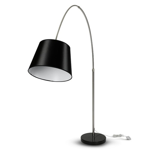 Schwarze LED Stehlampe mit Marmorfuß - E27 Fassung, max 60W, 192cm hoch, modernes Design