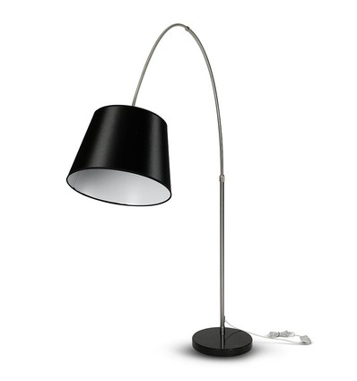 Schwarze LED Stehlampe mit Marmorfuß - E27 Fassung, max 60W, 192cm hoch, modernes Design
