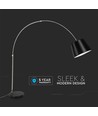 Schwarze LED Stehlampe mit Marmorfuß - E27 Fassung, max 60W, 192cm hoch, modernes Design