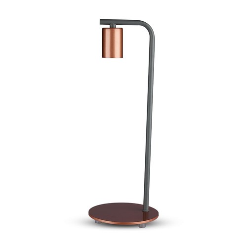 Designer Tischleuchte mit E27 Fassung und Schalter - Rotbronze, Metall, 150x420mm, max 60W