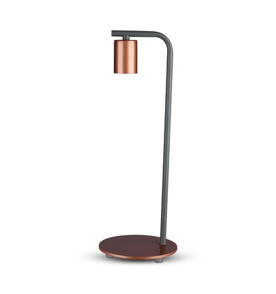 Designer Tischleuchte mit E27 Fassung und Schalter - Rotbronze, Metall, 150x420mm, max 60W