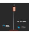 Designer Tischleuchte mit E27 Fassung und Schalter - Rotbronze, Metall, 150x420mm, max 60W