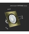 GU10 Einbauspot, quadratisch - Gold, Loch: Ø7,4 cm, Maße: 8,2 x 8,2 cm, ohne Leuchtmittel