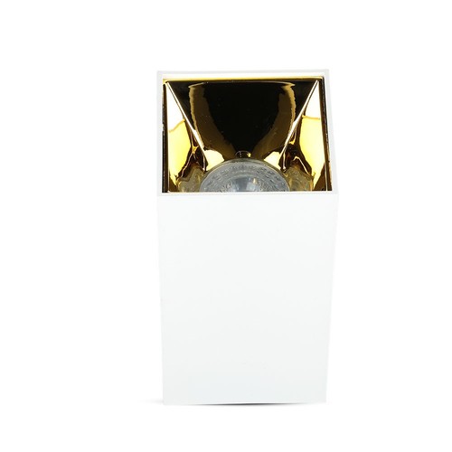 GU10 quadratischer Aufbaustrahler - Weiß/Gold, Aluminium, 8x8cm