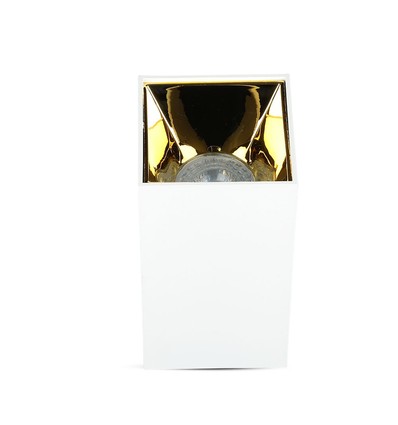 GU10 quadratischer Aufbaustrahler - Weiß/Gold, Aluminium, 8x8cm