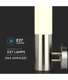 E27 Wandleuchte aus Edelstahl - IP44 Außenbereich, Silber/Weiß, ohne Leuchtmittel