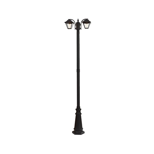 2-flammige Gartenleuchte für E27, 230cm - IP44, Schwarz, Aluminium, ohne Leuchtmittel
