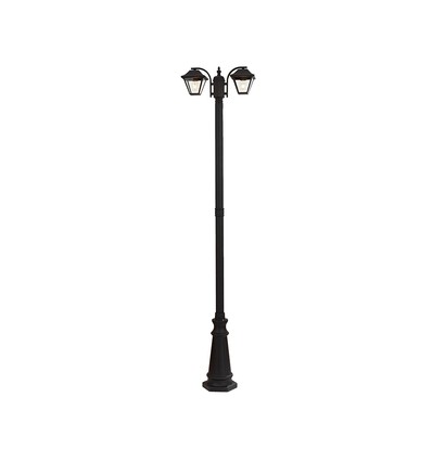 2-flammige Gartenleuchte für E27, 230cm - IP44, Schwarz, Aluminium, ohne Leuchtmittel