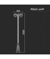 2-flammige Gartenleuchte für E27, 230cm - IP44, Schwarz, Aluminium, ohne Leuchtmittel