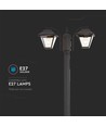 2-flammige Gartenleuchte für E27, 230cm - IP44, Schwarz, Aluminium, ohne Leuchtmittel