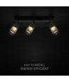 18W LED Designer Deckenleuchte mit 3 Spots - 2160lm, 3000K, Mattschwarz, verstellbar, inkl. Leuchtmittel