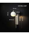 190x120x430 mm VT-89021 Wandleuchte 10W - LED, dekorativ, 3000K, gebürstetes Nickel + weiß