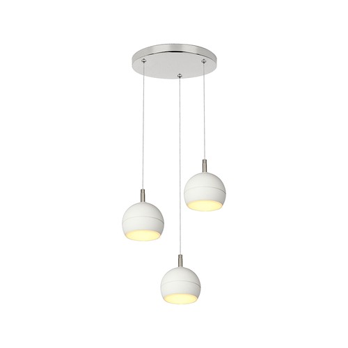 3x10W LED Designer Pendelleuchte - 3600lm, 3000K, Nickel gebürstet, weißes Finish