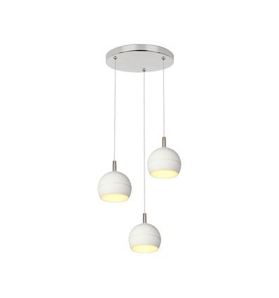 3x10W LED Designer Pendelleuchte - 3600lm, 3000K, Nickel gebürstet, weißes Finish