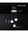 3x10W LED Designer Pendelleuchte - 3600lm, 3000K, Nickel gebürstet, weißes Finish