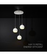 3x10W LED Designer Pendelleuchte - 3600lm, 3000K, Nickel gebürstet, weißes Finish
