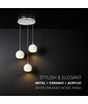 3x10W LED Designer Pendelleuchte - 3600lm, 3000K, Nickel gebürstet, weißes Finish