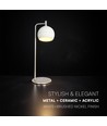 10W dekorative LED Tischleuchte - Ø16 x 44 cm, 1200lm, Nickel gebürstet und weiß, 3000K