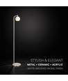 10W Designer Stehleuchte - 1200lm, 120lm/W, 3000K, Nickel gebürstet, Höhe 141cm