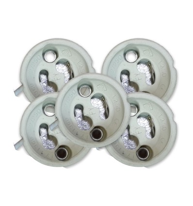 5 Stk. GU10 Fassung aus Keramik - Inkl. 15cm Silikonkabel, 2A